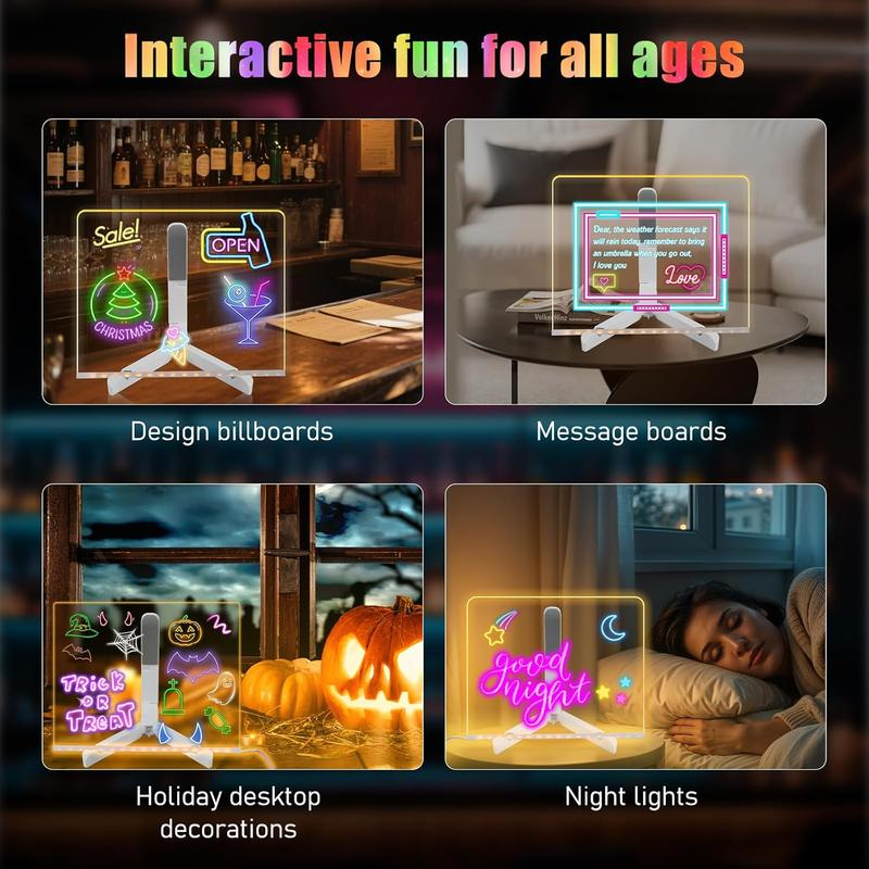 LED Drawing Board for Kids Acrylic Dry Erase Light-Up Board with Stand Markers Wipes Tracing Paper Erasable Reusable Board Learning Ideal Gift for Birthday Halloween Christmas