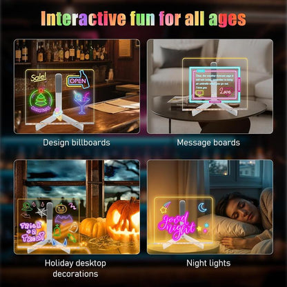 LED Drawing Board for Kids Acrylic Dry Erase Light-Up Board with Stand Markers Wipes Tracing Paper Erasable Reusable Board Learning Ideal Gift for Birthday Halloween Christmas