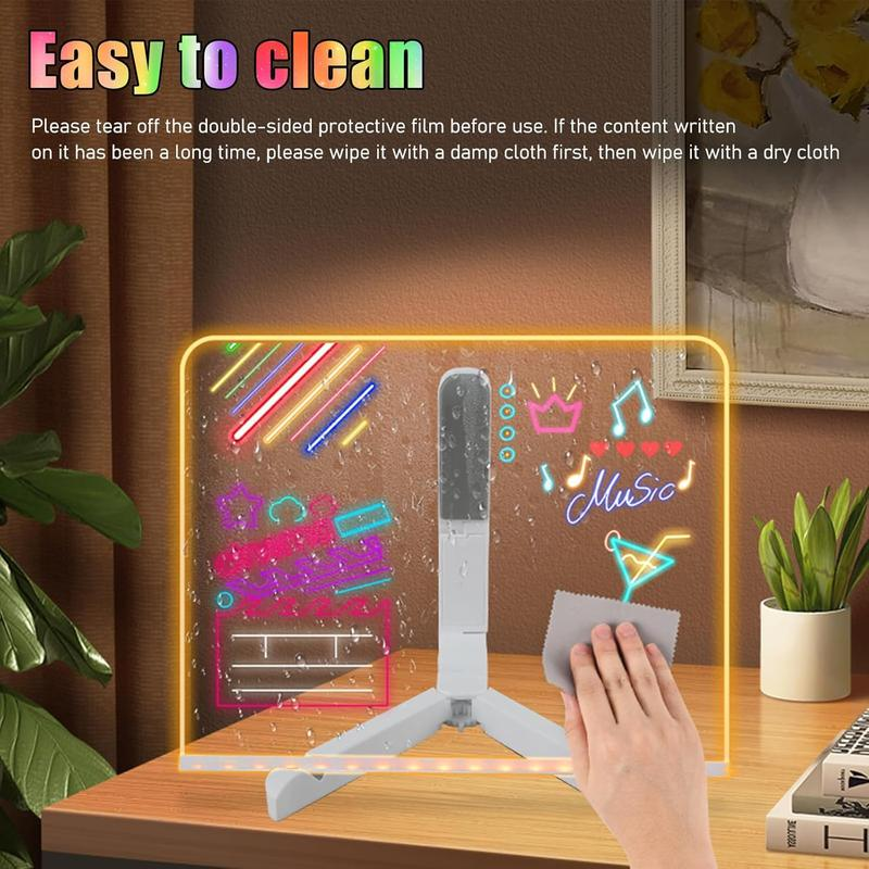 LED Drawing Board for Kids Acrylic Dry Erase Light-Up Board with Stand Markers Wipes Tracing Paper Erasable Reusable Board Learning Ideal Gift for Birthday Halloween Christmas
