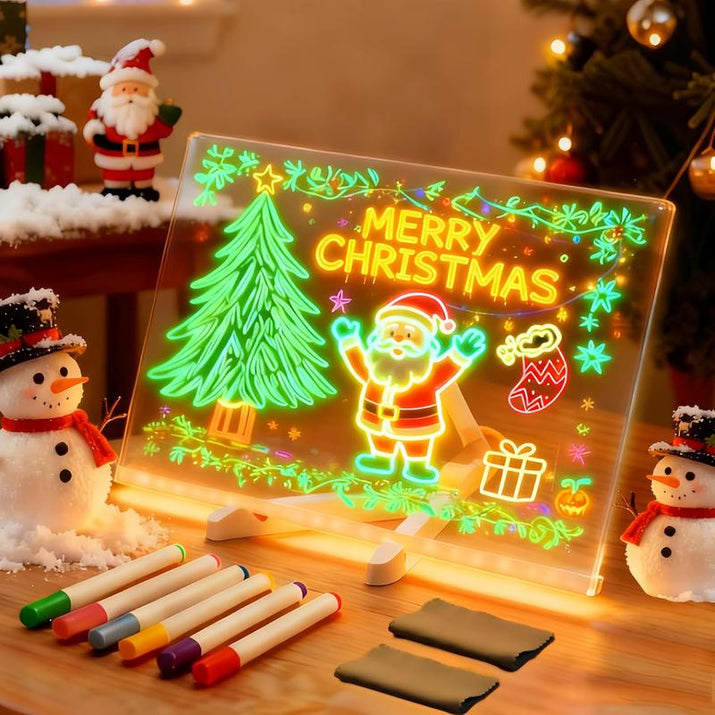 LED Drawing Board for Kids Acrylic Dry Erase Light-Up Board with Stand Markers Wipes Tracing Paper Erasable Reusable Board Learning Ideal Gift for Birthday Halloween Christmas