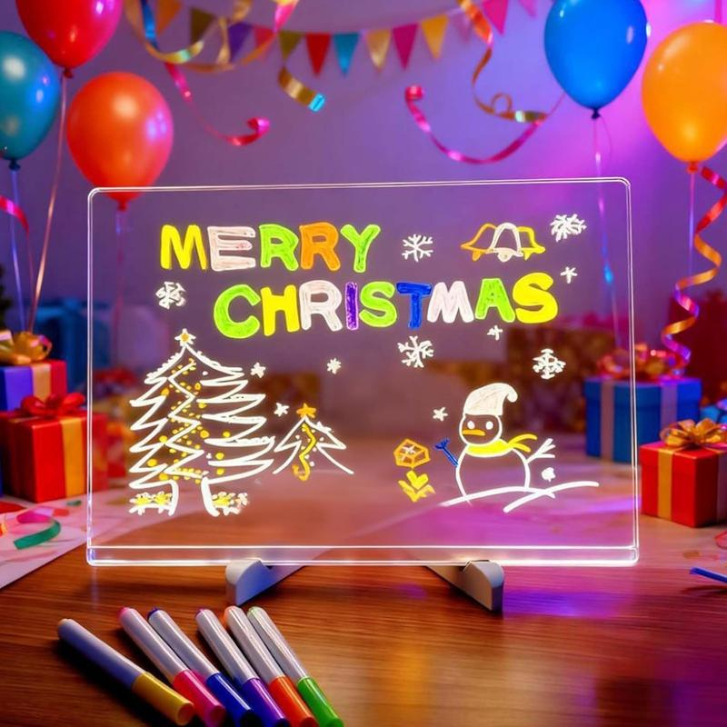 LED Drawing Board for Kids Acrylic Dry Erase Light-Up Board with Stand Markers Wipes Tracing Paper Erasable Reusable Board Learning Ideal Gift for Birthday Halloween Christmas