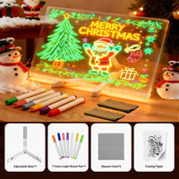 LED Drawing Board for Kids Acrylic Dry Erase Light-Up Board with Stand Markers Wipes Tracing Paper Erasable Reusable Board Learning Ideal Gift for Birthday Halloween Christmas