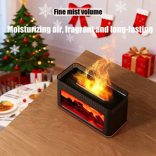 Mini Fireplace Aroma Diffuser & Air Humidifier: 7-Color Light Effects, for Christmas New Year| Essential Oil Diffuser