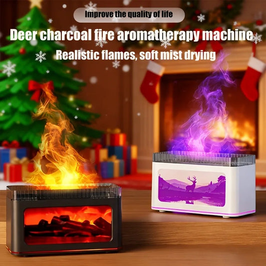 Mini Fireplace Aroma Diffuser & Air Humidifier: 7-Color Light Effects, for Christmas New Year| Essential Oil Diffuser