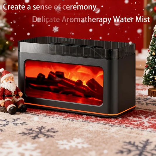 Mini Fireplace Aroma Diffuser & Air Humidifier: 7-Color Light Effects, for Christmas New Year| Essential Oil Diffuser