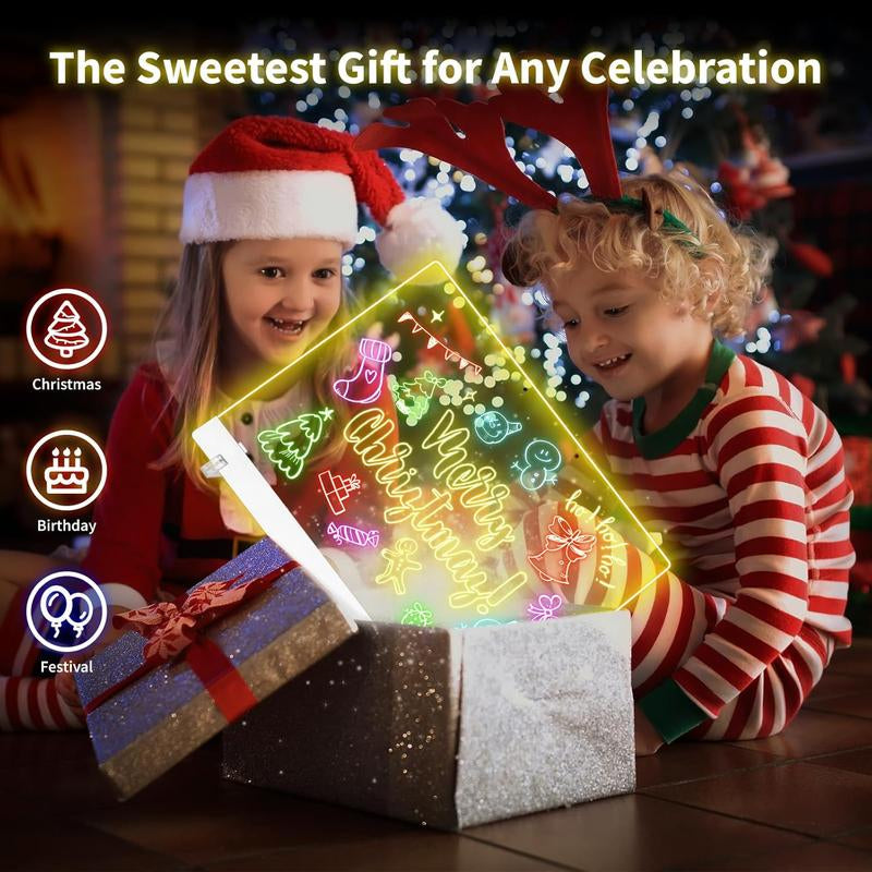 LED Drawing Board for Kids Acrylic Dry Erase Light-Up Board with Stand Markers Wipes Tracing Paper Erasable Reusable Board Learning Ideal Gift for Birthday Halloween Christmas